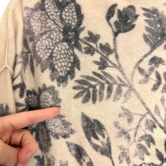 Anthropologie The Alani Cashmere Mock-neck Sweater Beige Floral Pilcro Small - Picture 5 of 16